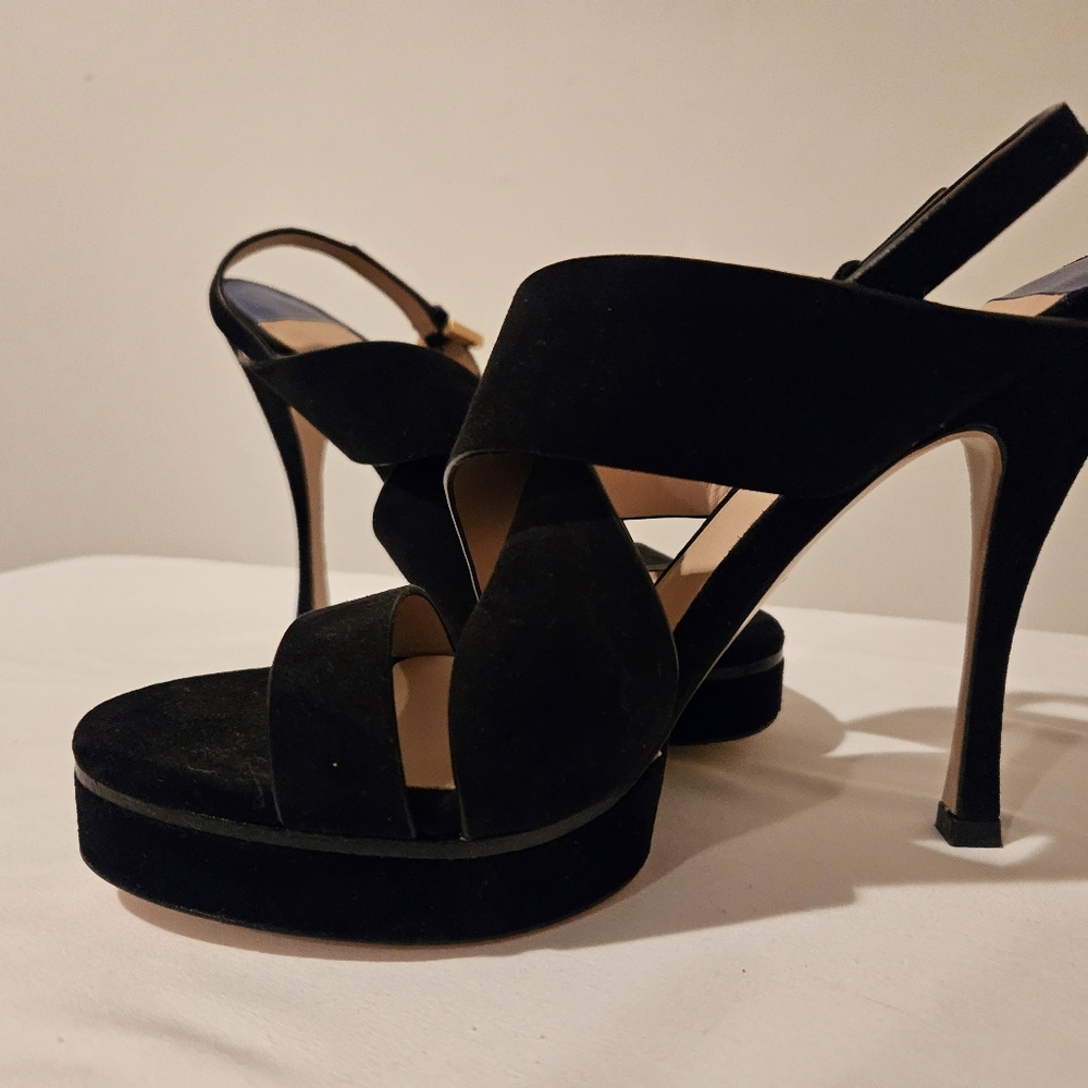 Stuart Weitzman Black Suede Platform Sandals Size 8